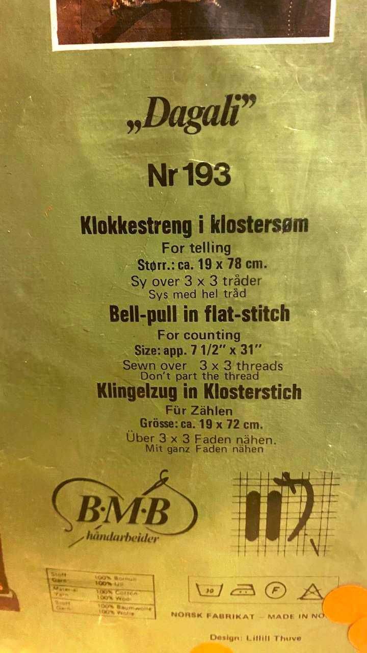 Винтажный набор для вышивки крестом BMB Hundarbeider, Норвегия