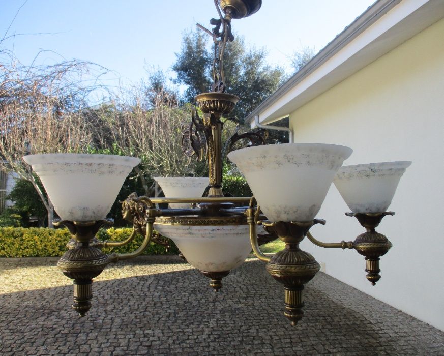 Candeeiro Lindíssimo de teto de sala antigo como novo 9 lâmpadas