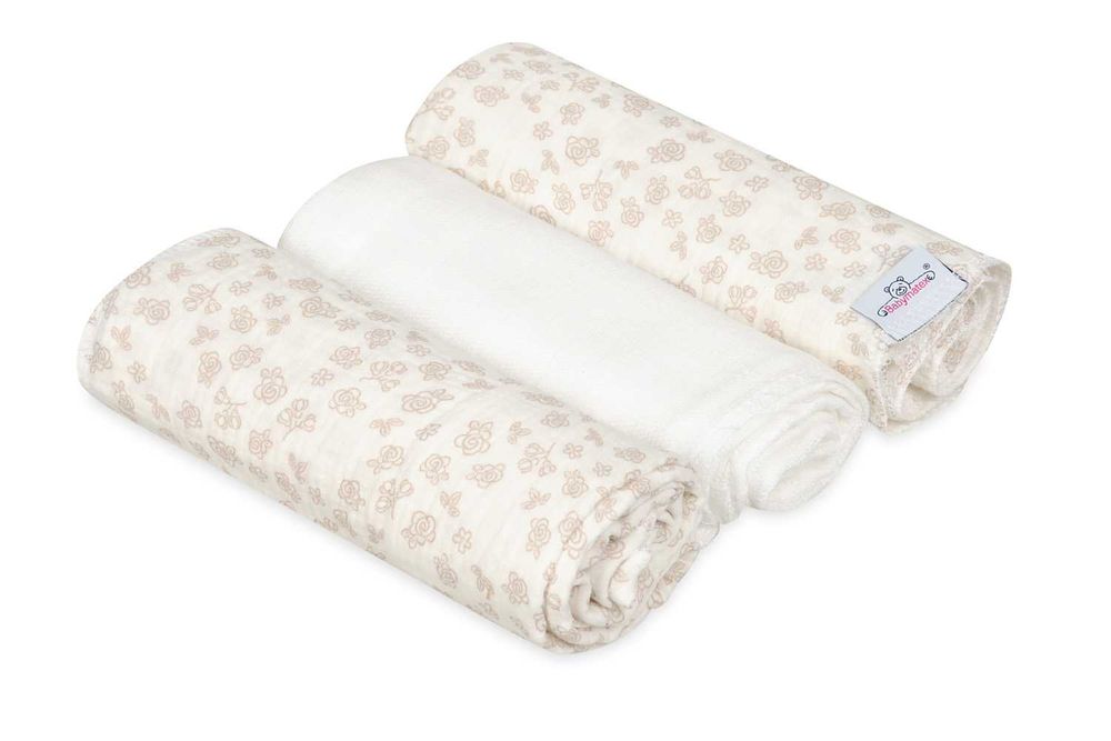 Pielucha muślinowa tetrowa druk różyczki 3 pak pieluszka 70x80