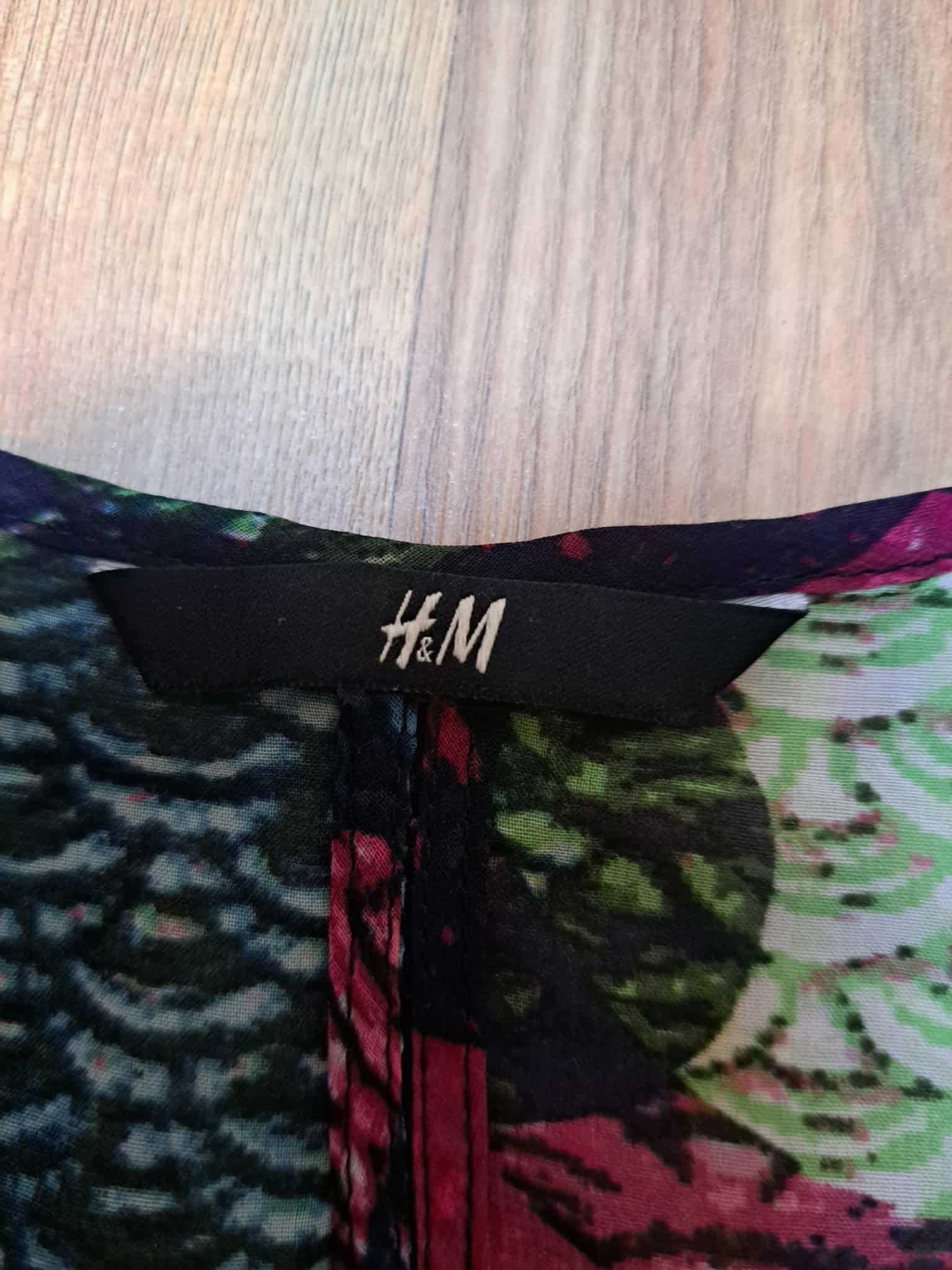 Sukienka midi H&M S kolorowa wzorzysta letnia bez rękawów