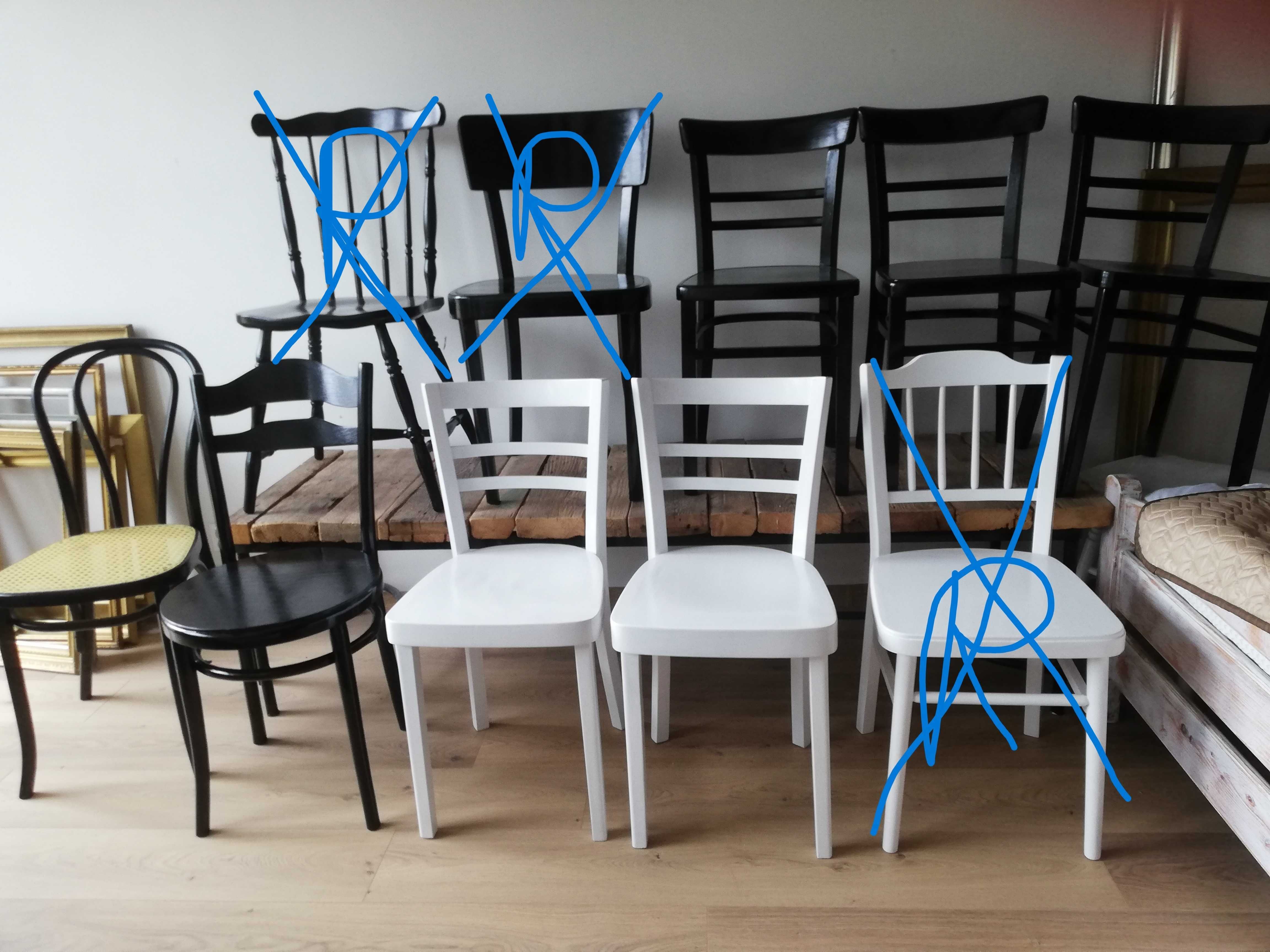 Krzesła drewniane białe / czarne