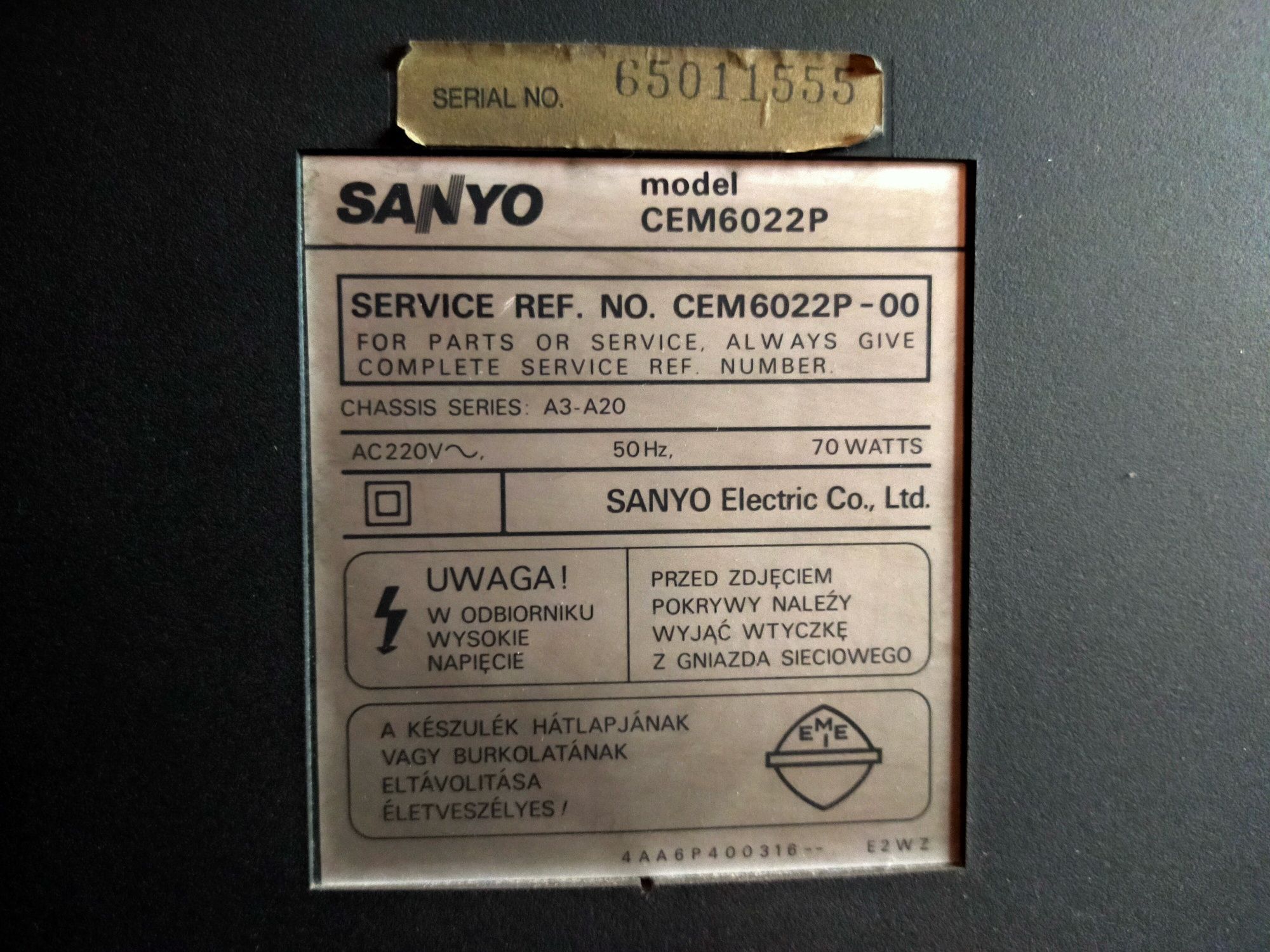 Telewizor Sanyo 21 cali oraz magnetowid