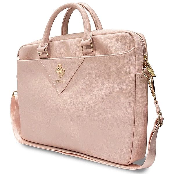 Torba Guess Triangle 4G na laptopa 16" - różowa