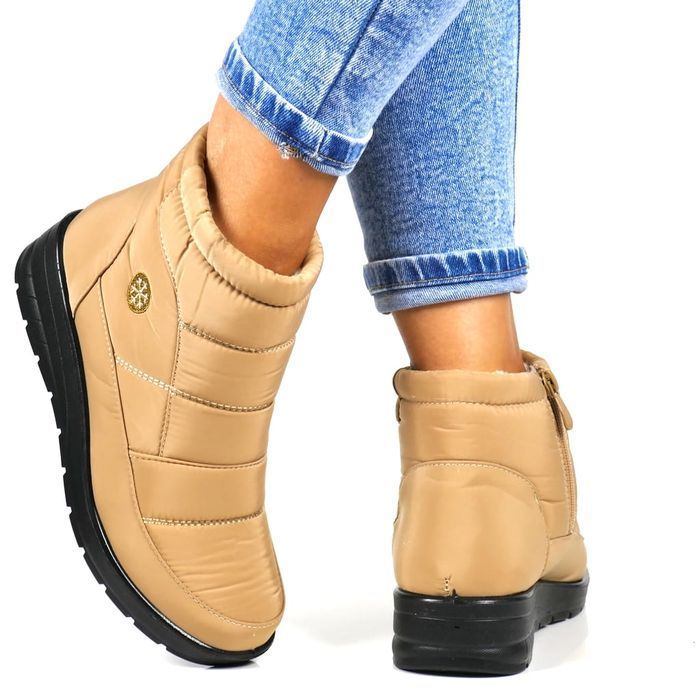 StrefaButa Śniegowce Damskie Niskie Na Koturnie 5029 Beżowe r41