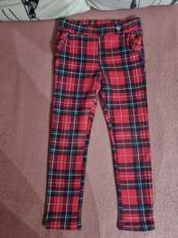 Śliczne czerwone legginsy w krateczkę dla dziewczynki h&m roz.116