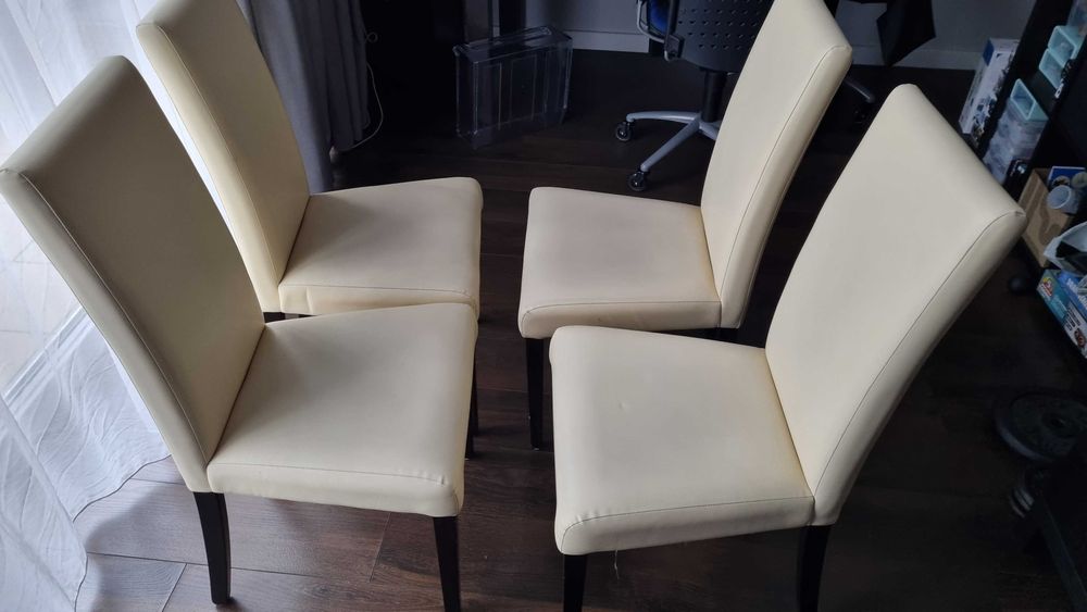 Krzesła do jadalni 4 sztuki kpl. (kremowe / wenge) - TANIO