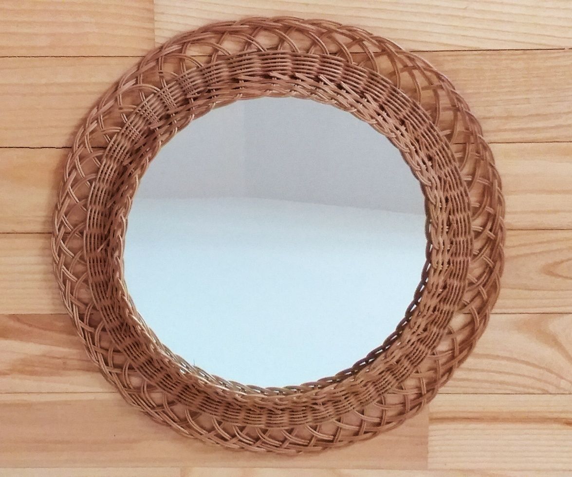 lustro boho lustro rattan lustro rattanowe lustro vintage lusterko 60