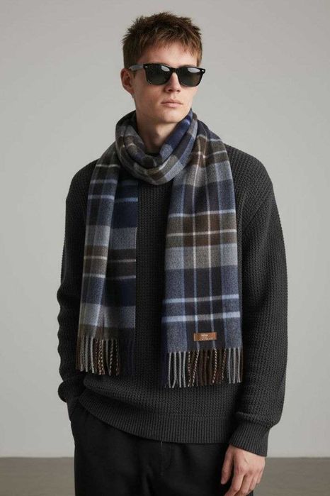 Мужской шарф клетка из 100% шерсти Lake Edge