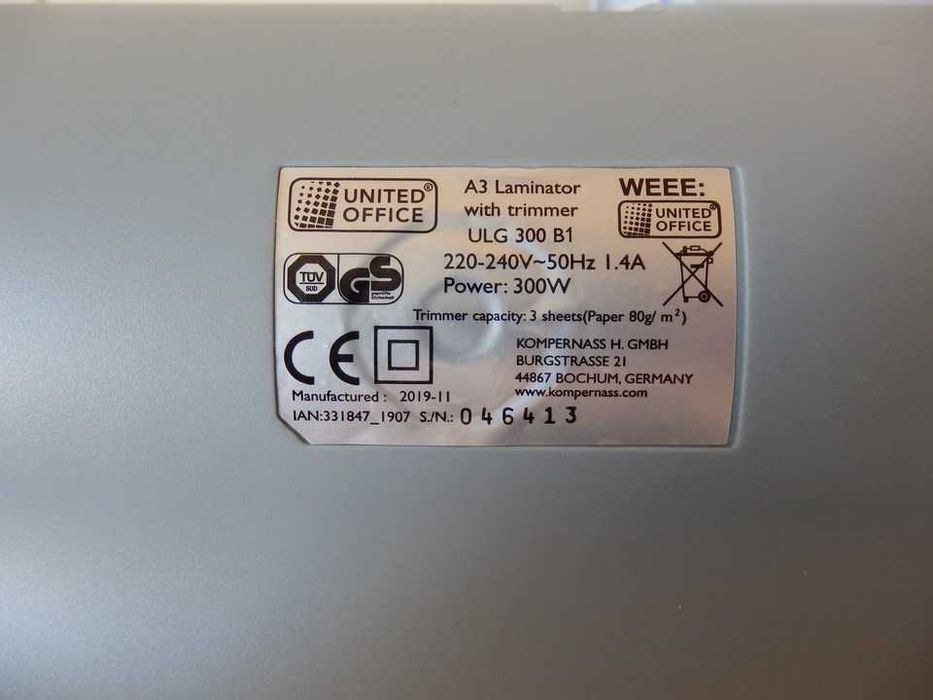 Nowy Laminator A3 z Trymerem do Papieru. GERMANY.