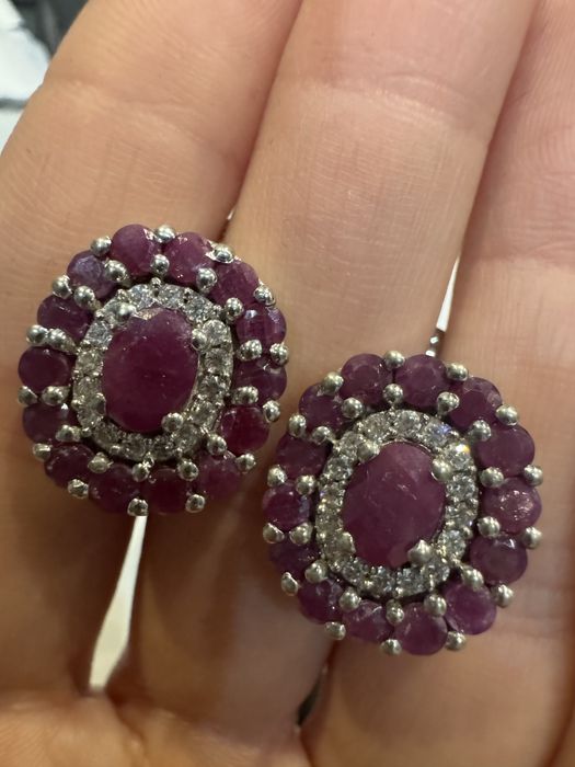 Серебряные серьги с рубинами