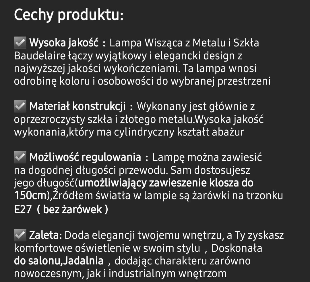 Lampy wiszące - kinkiety zwisające