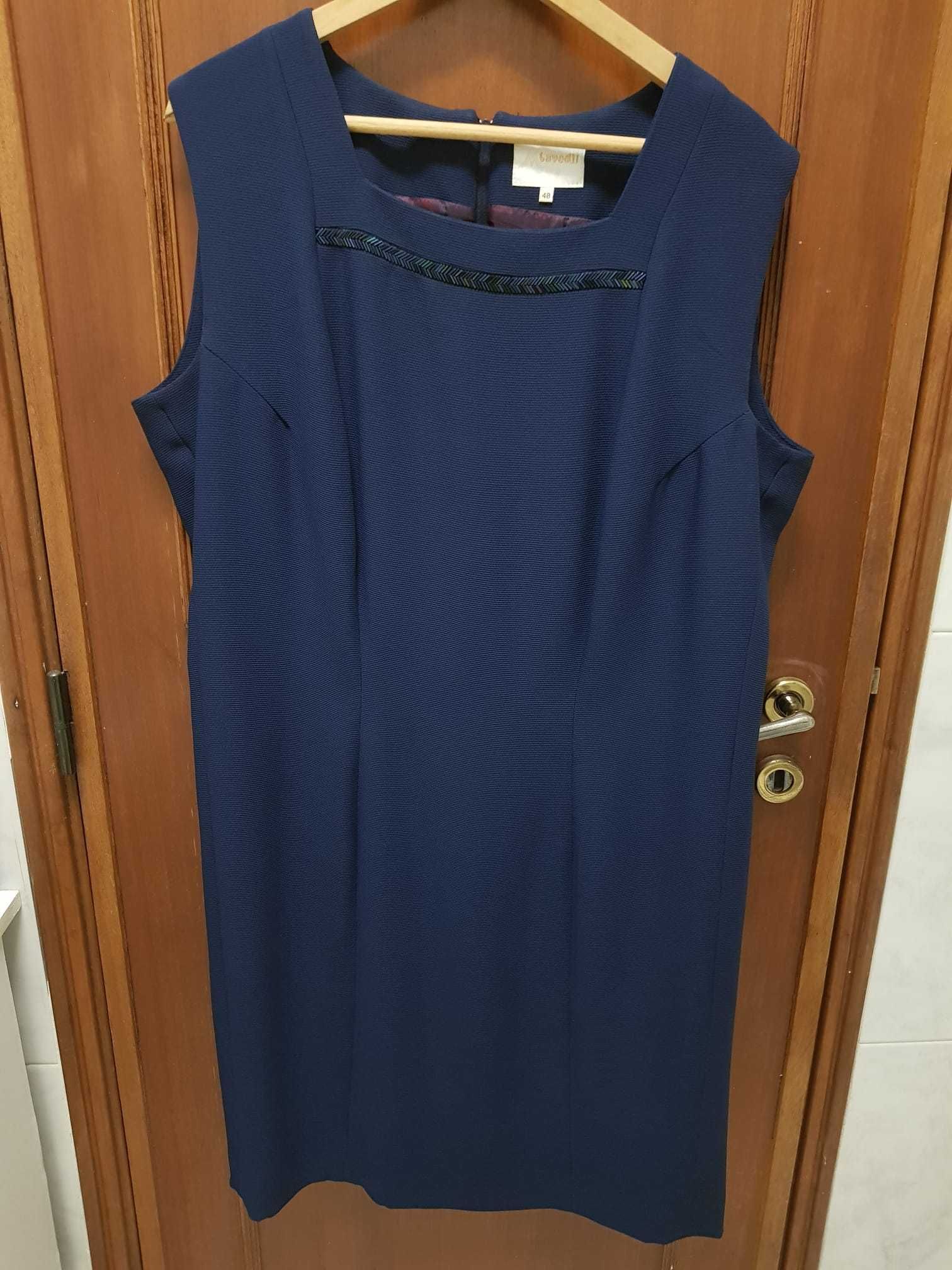 Vestido azul escuro com casaco curto senhora fato cerimónia casamento