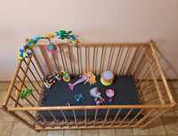 Drewniane regulowane łóżeczko niemowlęce 60x120cm materac