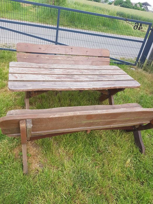 Zestaw ogrodowy drewniany stół i dwie ławki