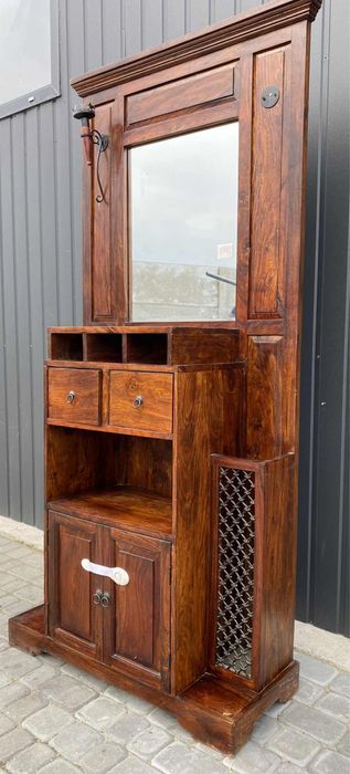 SupeMEGA wieszak drewniany z lustrem i uchwytem na parasolki.Transport