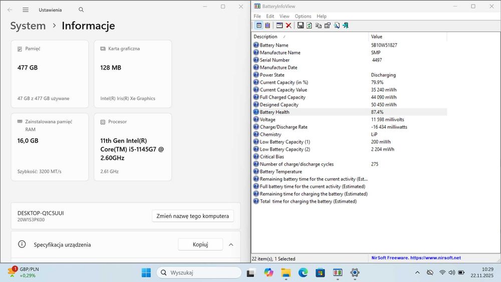 Lenovo ThinkPad T14 Gen 2 | i5-1145G7 | 16GB | 512GB | FHD | Ładowarka