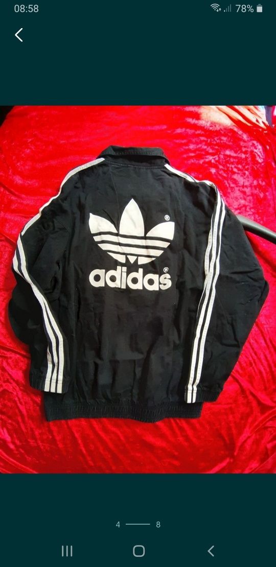 Adidas bluza retro vintage super styl L czarna w paski