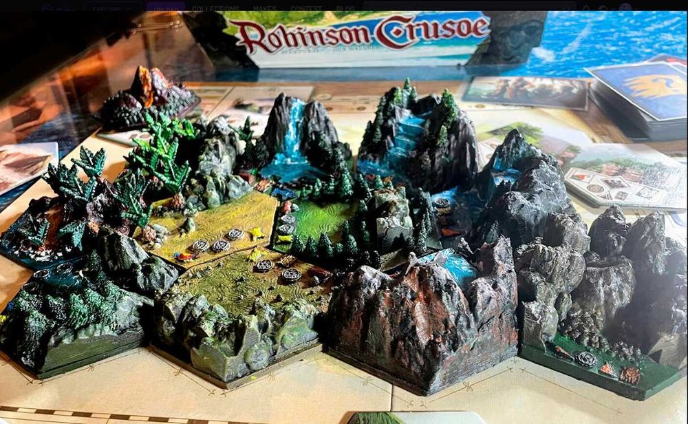 Kafelek wyspy wulkan 3D | Robinson Crusoe
