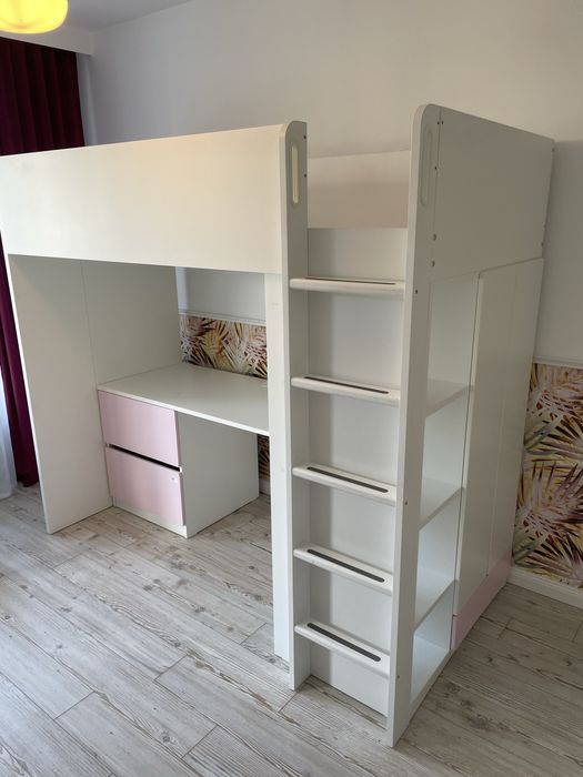 Ikea Smastad łóżko biurko toaletka biało różowe meble dla dziewczynki