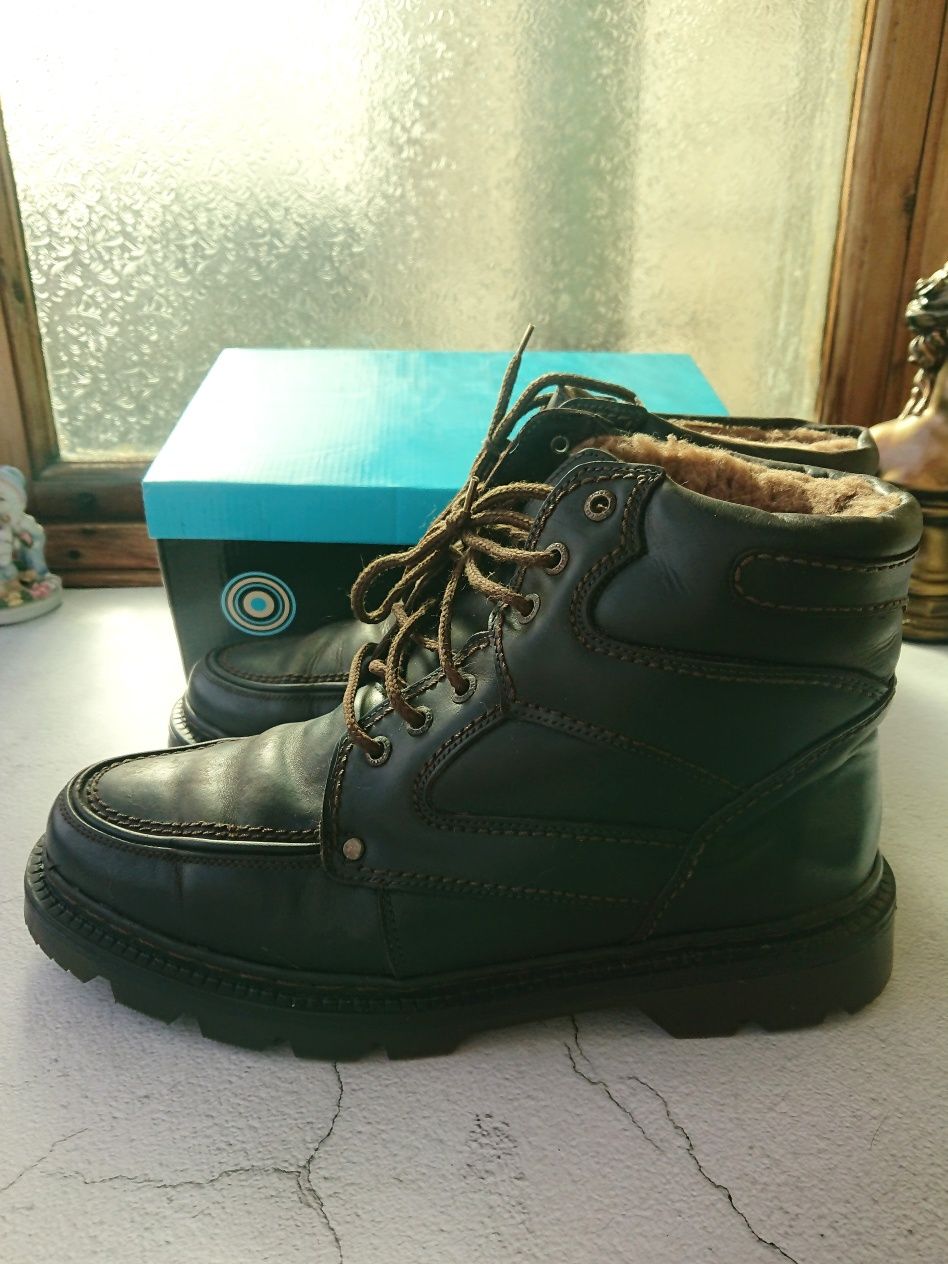 Винтажные мужские зимние ботинки на меху C. Comberti коричневые кожа
