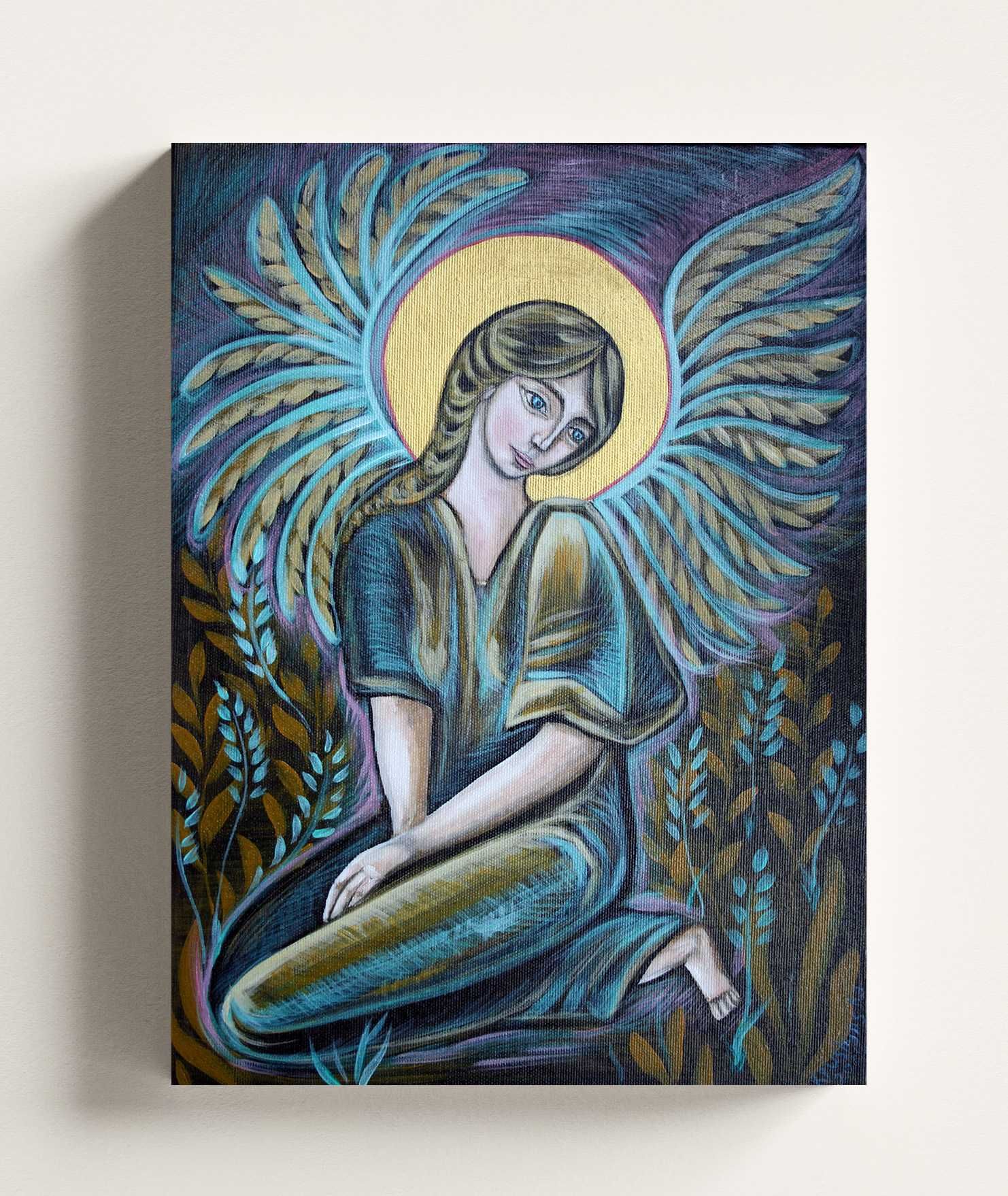 Obraz na plótnie ręcznie malowany Aniół Stróż