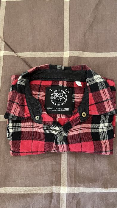 Camisa Skate Nation juvenil 158/164 flanela xadrez vermelha