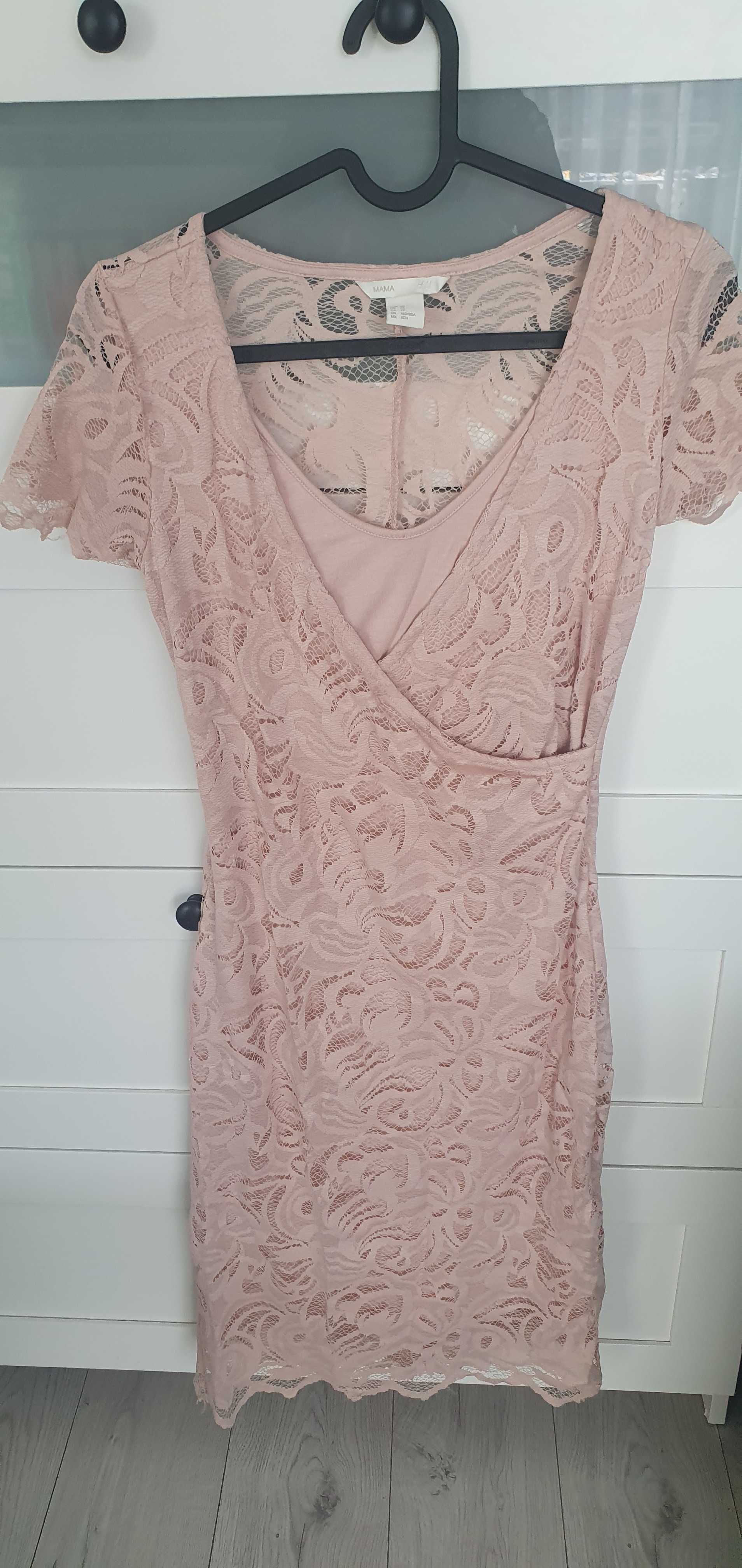 Sukienka mama h&m do karmienia  34 /XS różowa koronka stan idealny