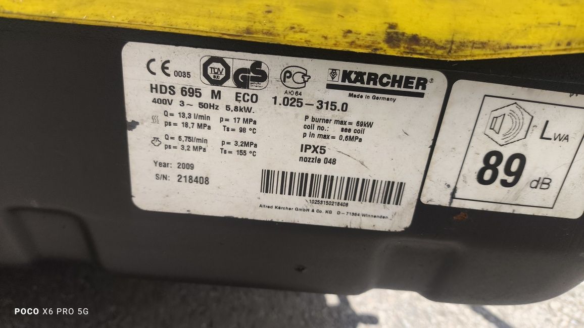 Myjka ciśnieniowa cieplowodna Karcher HDS 695-mEco 180bar stan bdb