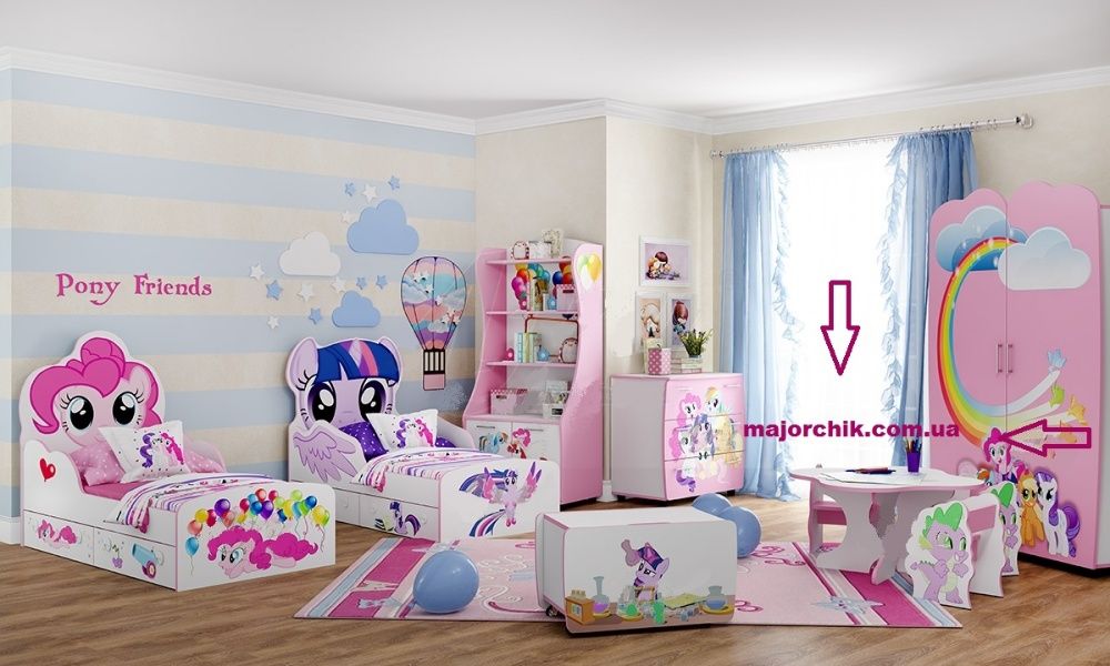 Кроватка розовая для девочки Little Pony Пинки Пай в наличии Литл Пони