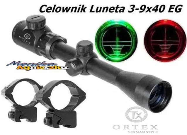 Luneta Celownik Optyczny 3-9x40 EG ORTEX Podświetlana + Montaż