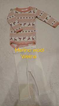 Śliczne body wełniane, Merino wool wełna, Joha, Name it 56/62