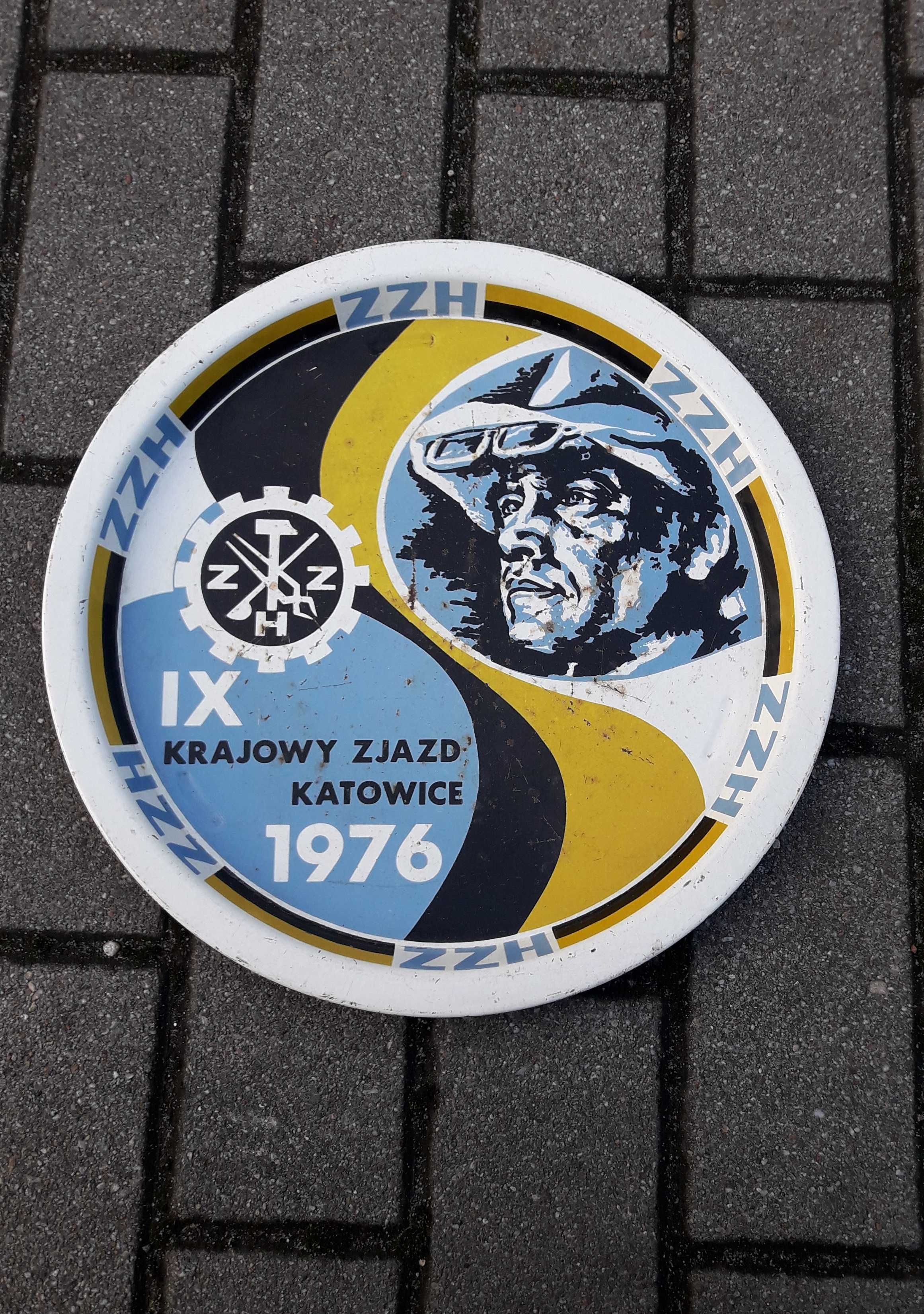 Taca metalowa PRL Związek Zawodowy Hutników 1976 rok Katowice