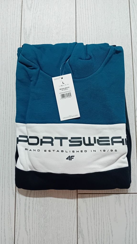 Nowa! Oryginalna 4F bluza z kapturem L męska wkładana niebieska (982)