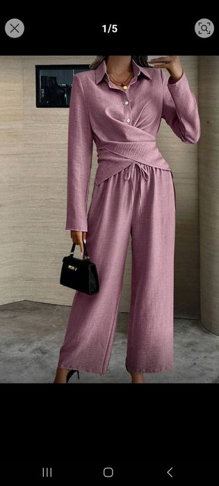 Lindíssimo elegante moderno conjunto  com pormenores na camisa  novo