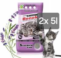 Benek 2x 5l + Gratis, Lawenda Żwirek dla Kota Kuweta Piasek 10l Super