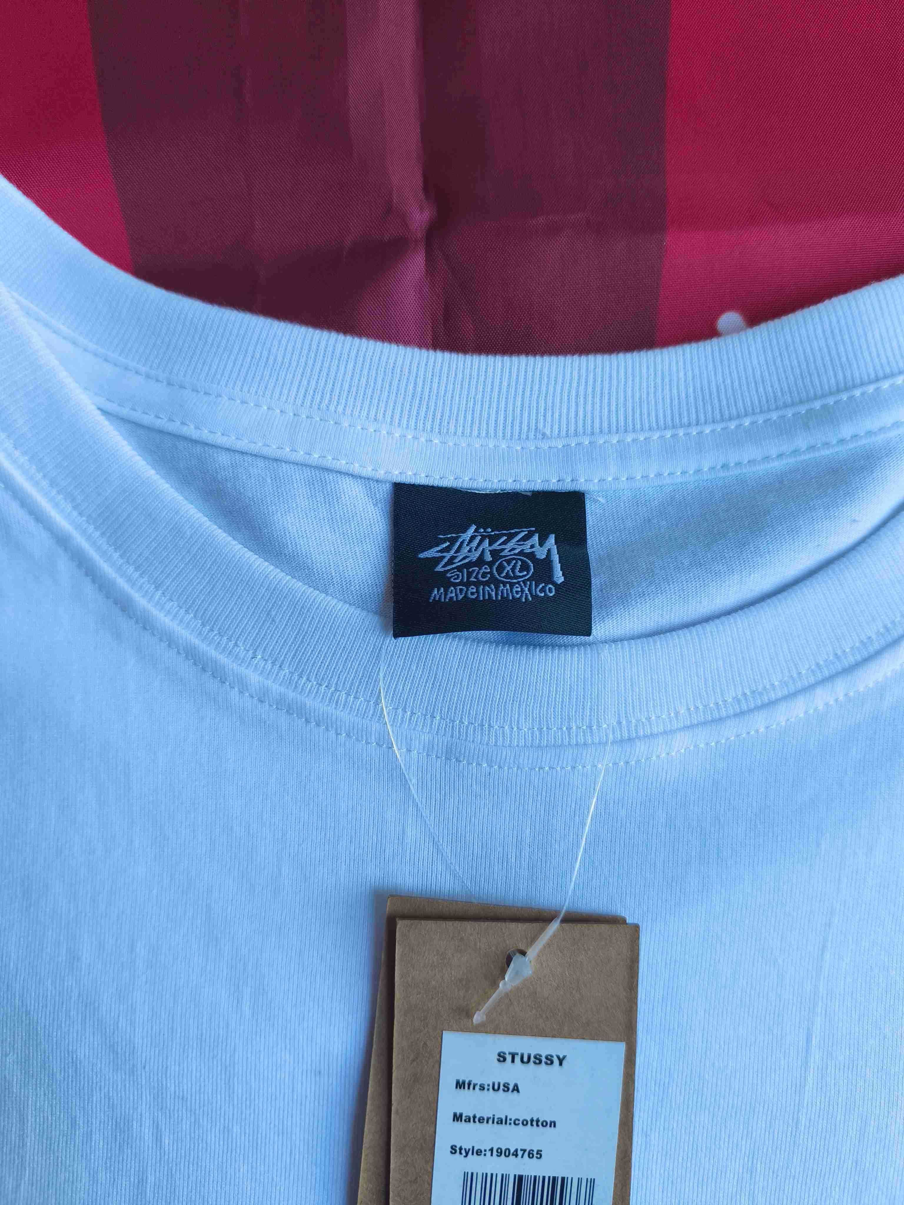 Stussy,Męska biała koszulka z nadrukiem letnim, rozmiar XL
