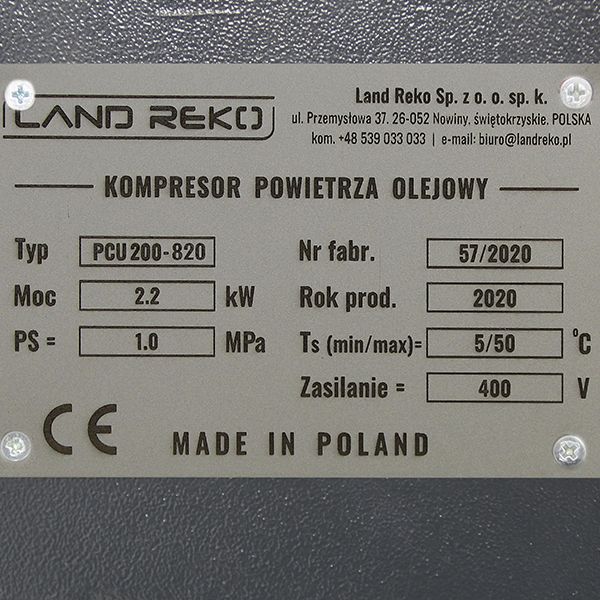 Kompresor tłokowy 200l Sprężarka olejowa 820l/min 400V POLSKA