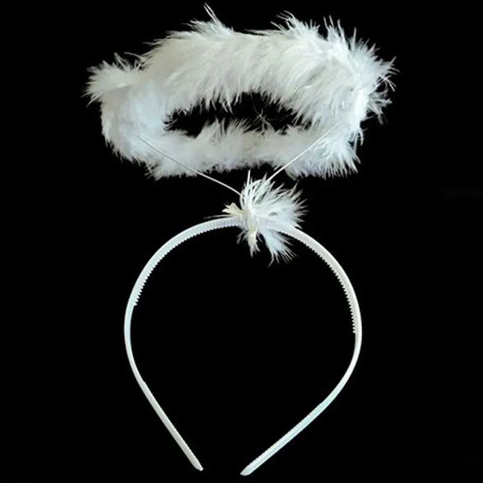 Обруч Нимб ангела пушистый  белый продажа-прокат