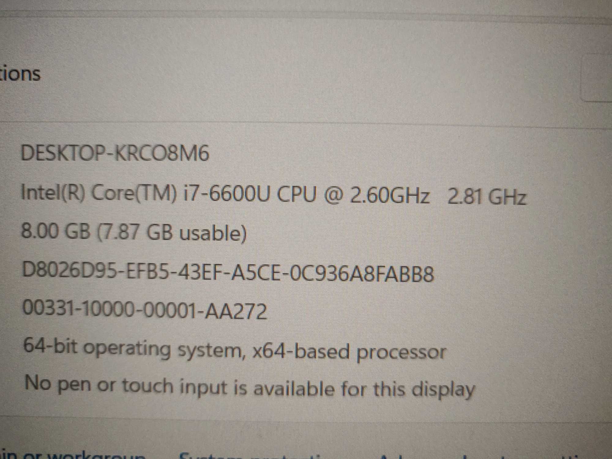 Laptop Lenovo thinkpad x270 / core i7 / RAM 8gb / 256gb NVME SSD