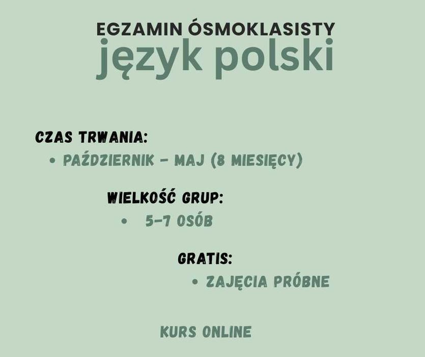 Korepetycje język polski egzamin ósmoklasisty online