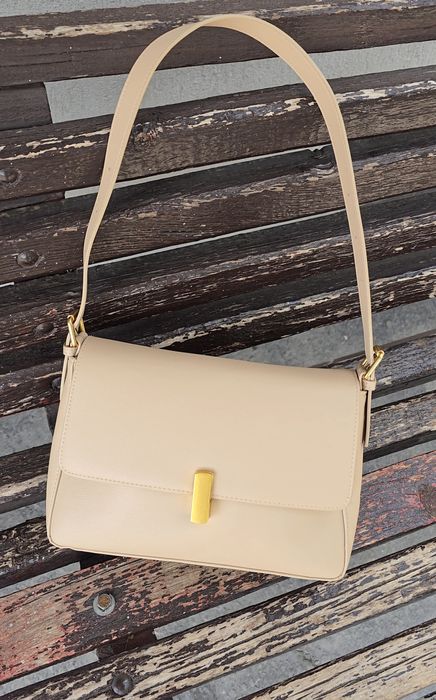 Шкіряна бежева сумка , натуральна шкіра