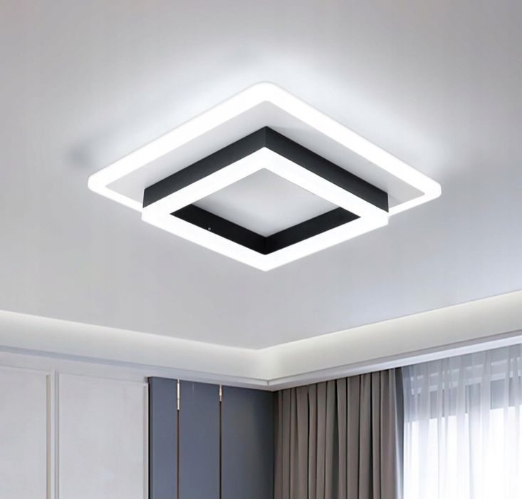 LAMPA Sufitowa LED Plafon CZARNY Kwadratowy Natynkowy 30W 6500K