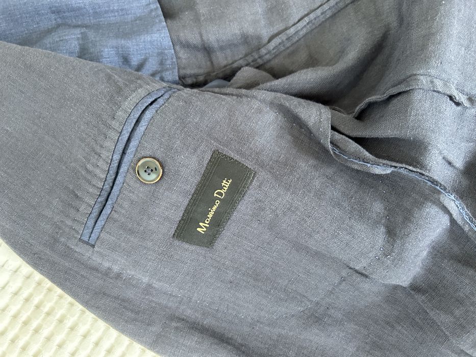 Lniana marynarka meska (100% len) w kolorze granatowym.