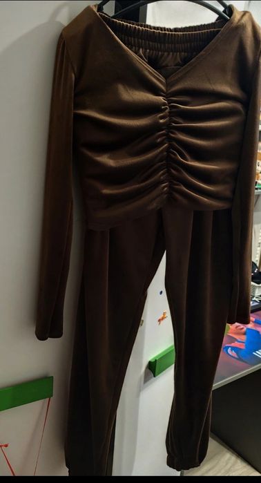 Welurowy Dres czekoladowy sexy M /L