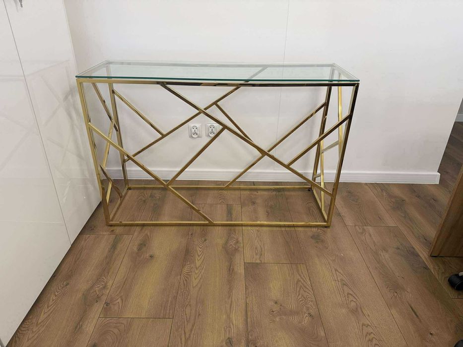Konsola złota szklany blat