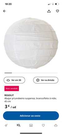 Abajur para candeeiro ikea regolit