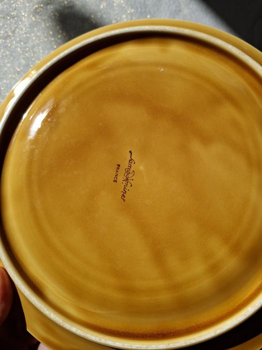 Francuski talerz kamionkowy żółty