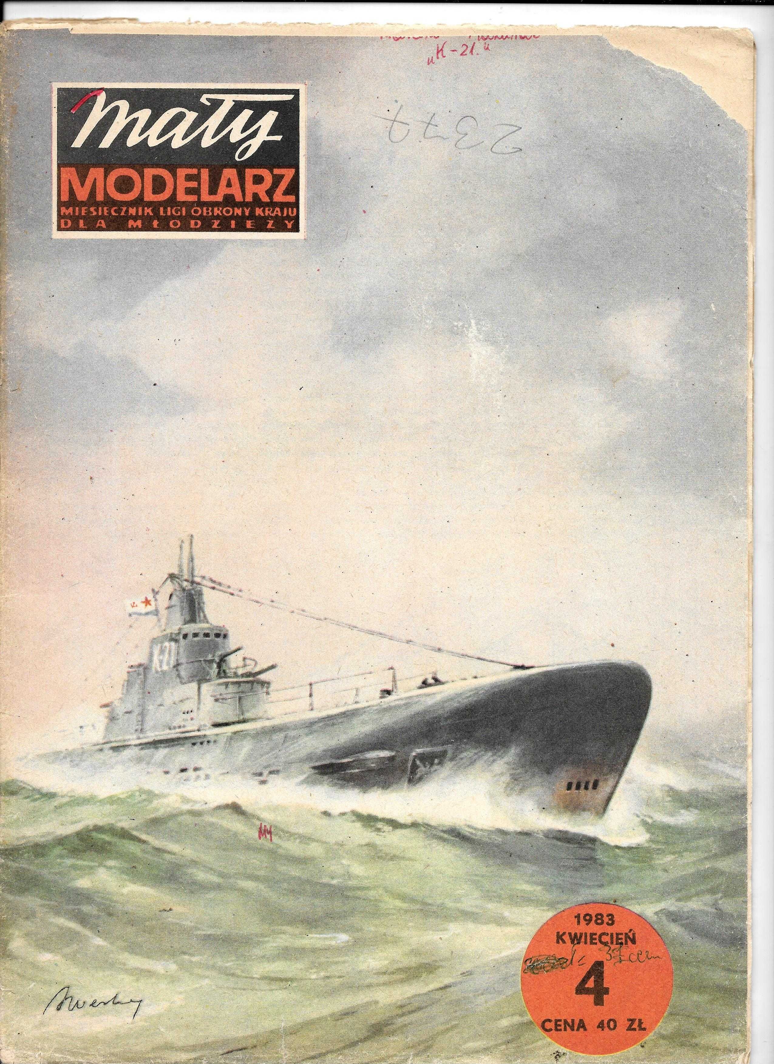 Mały Modelarz 4 1983 k-21 - kompletny - odrysowywane wręgi !