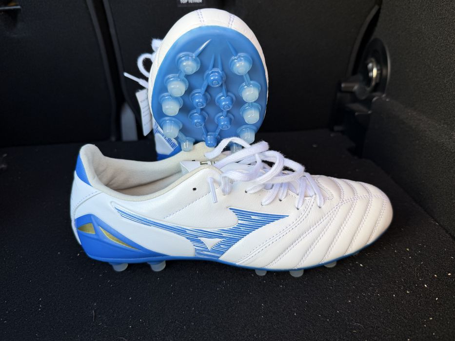 Mizuno Morelia Neo IV Pro AG Mugen - White Laser Blue NOVAS (size 40)