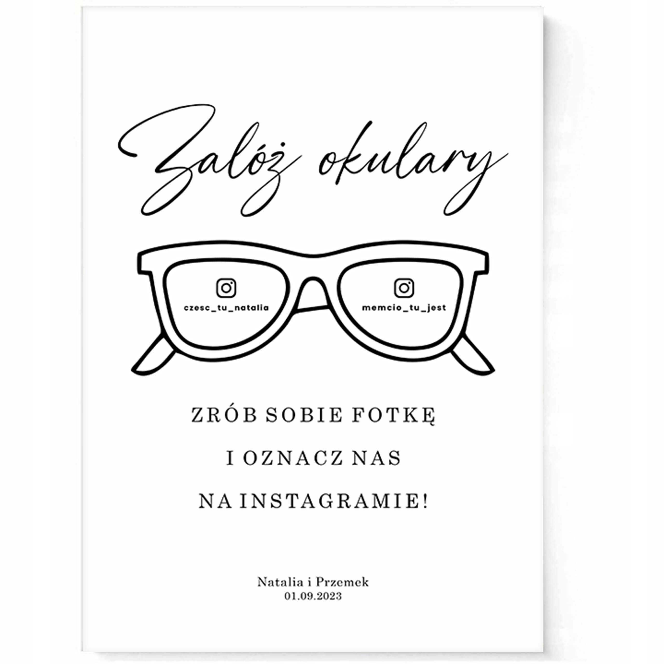 Tabliczka okulary imiona wesele ślub panieński PDF